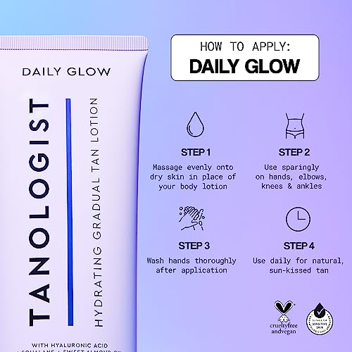 Tanologist Hydrating Gradual Tan Lotion - Medium/Dark - Hydrating Self Tanning Lotion with Hyaluronic Acid & Squalane - Sun Kissed, Natural Looking Self Tan - 8.45 fl oz