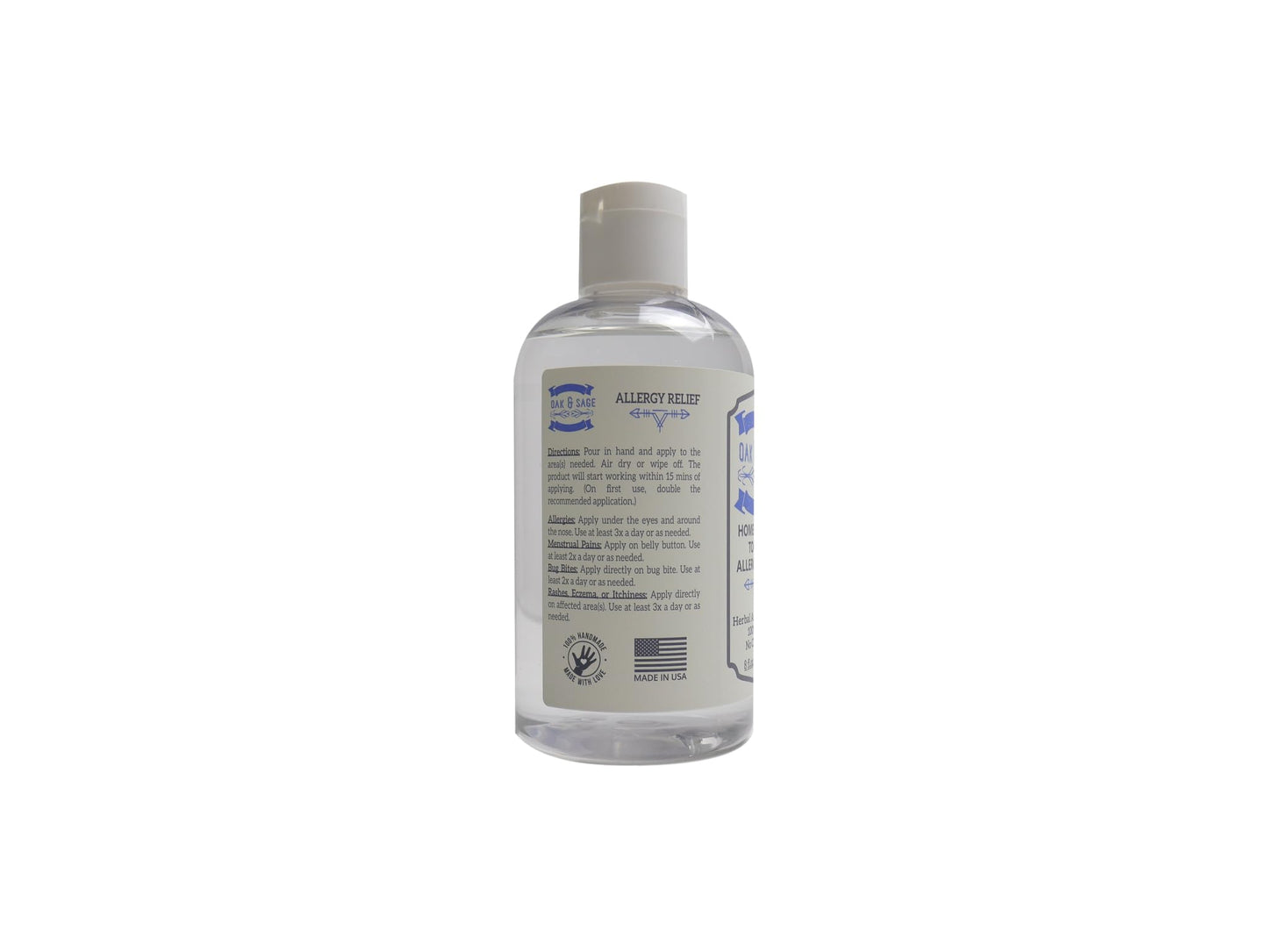 OAK & SAGE Homeopathic Topical Allergy Relief - Unscented - 8oz - 100% Herbs, No Alcohol, No Chemicals