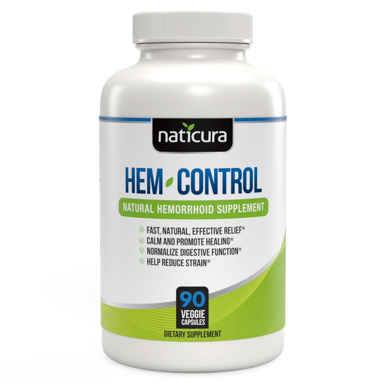 Naticura Hem-Control - Fast Effective Hemorrhoid Treatment Supplement - Powerful Formula to Promote Symptom Relief, Shrinking of Hemorrhoids, Ease Discomfort - 90 Vegan Capsules - Made in USA