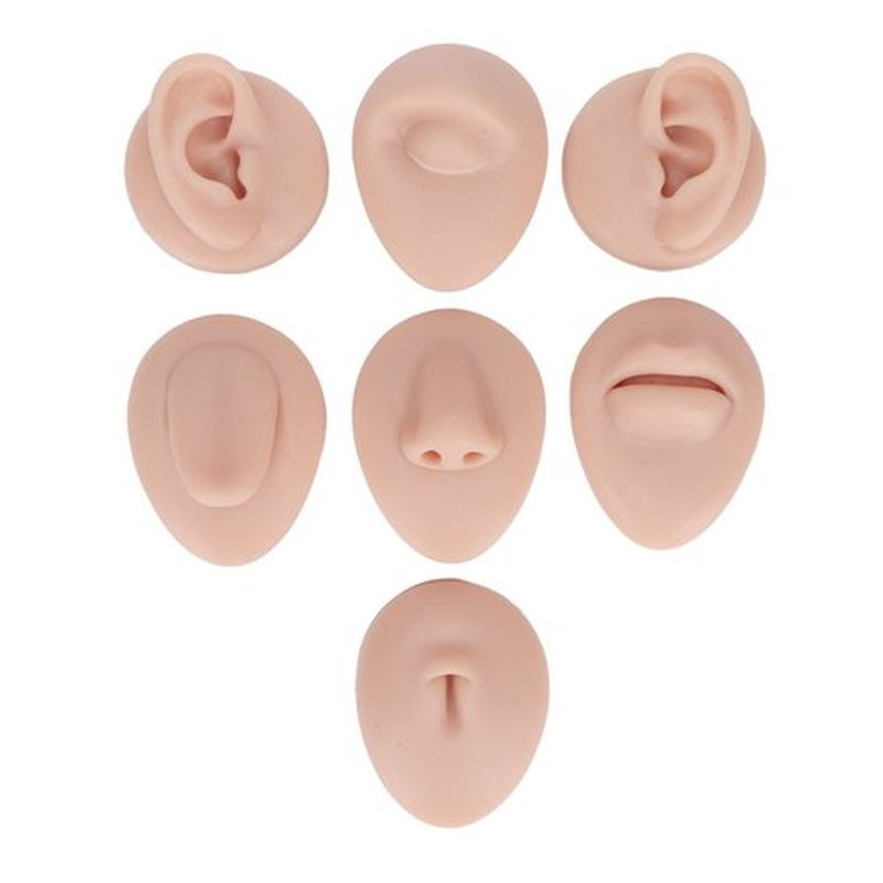 Body Piercing Practice Model Easy to Operate Mouth Navel Ear Model Simulation Silicone for Beginner (Medium Skin Color)