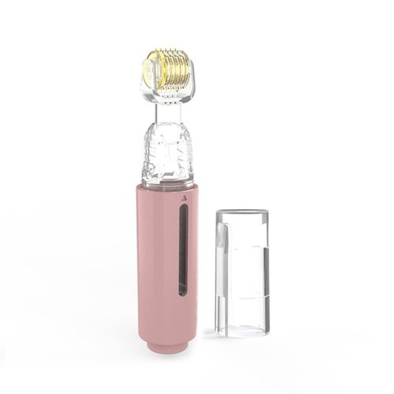 Infusion Derma Roller Skin Care Microneedling Beauty Tool at Home Microneedles for Face Scalp Lips Dermaroller 0.25mm (Pink)