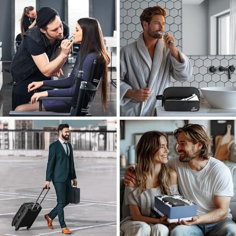 Estour Toiletry Bag for Men, Travel Toiletry Bag Travel Essentials, Dopp Kit Water-resistant Shaving Bag,Bathroom Bag Toiletries Organizer,Classic Black(Polyster)
