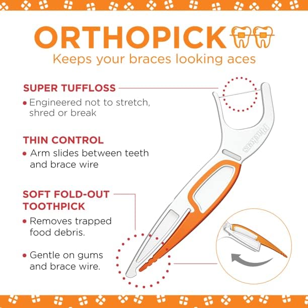 Plackers Orthopick Flosser for Braces, 24 Count (Pack of 2)