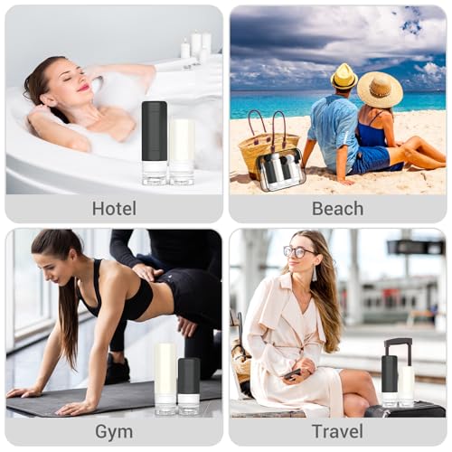 Ruinovate 17 Pack Travel Bottles for Toiletries, TSA Approved Travel Size Toiletries Bottles, Leak Proof Travel Size Containers, Travel Essentials for Body Wash, Shampoo, Lotion & Conditioner Black