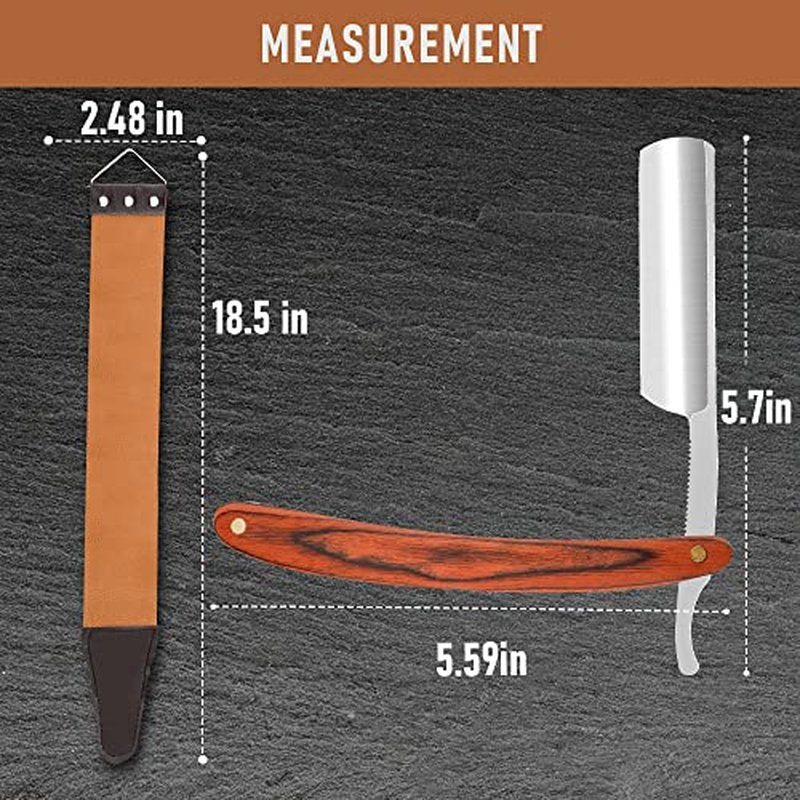 Straight Razor with Strope - Professional Straight Edge Barber Razor Premium Stainless Steel Shaver Razor with Shaving Strop for Men Home & Salon Grooming Using (NO.147)