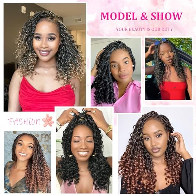 10inch Goddess Box Braids Crochet Hair Box Braids Crochet Hair For Black Women Pre Looped Crochet Hair with Curly Ends Bohemian Crochet Box Braids Crochet Hair