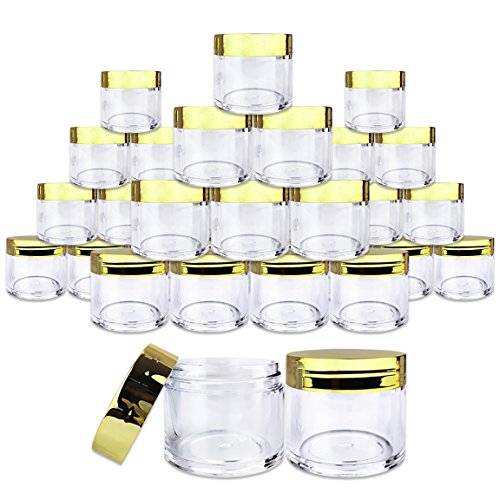 Beauticom 30g/30ml (1 fl. oz.) Double Wall Clear Plastic Leak Proof Jars with Flat Top Lids for Creams, Lotions, Make Up, Powders, Glitters, and more... (Color: Teal Lid, Pieces: 30)