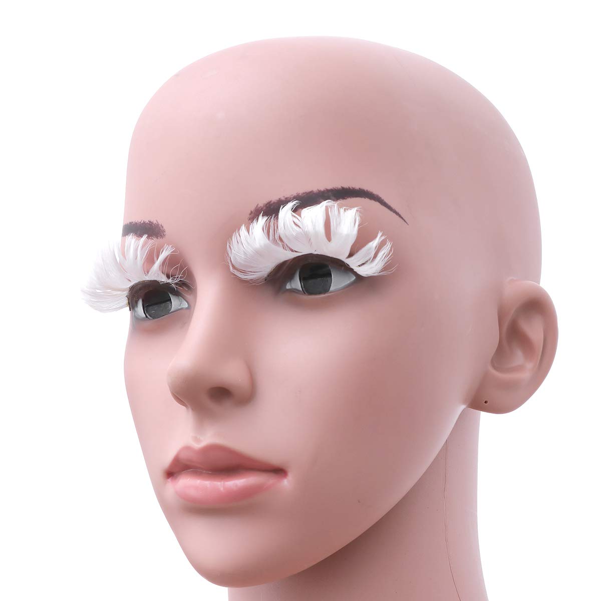 3 Pair False Eyelashes Fluffy White Eyelashes Extension for Halloween Party (White) False Lashes
