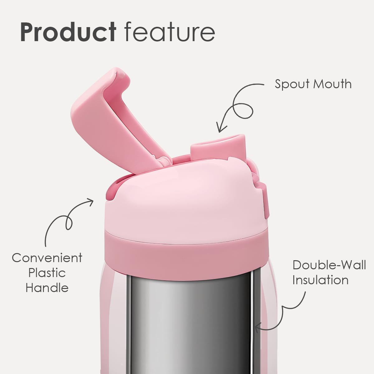 Stripe Insulated Stainless Steel Water Bottle with Straw, Push-Button Lid, 32 Ounce, Gifts for Women Girls Friends Teens Birthday Christmas (Pink)