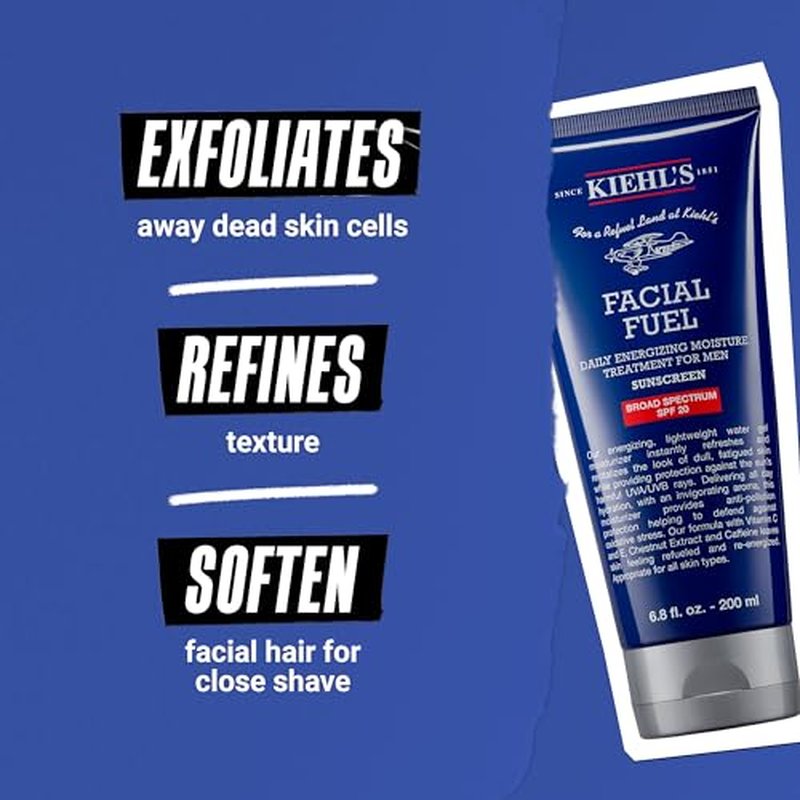 Kiehl's Facial Fuel Moisturizer with SPF 20 for Men, Energizing Face Moisturizer for Dull Skin, Non-Greasy Feel, Hydrating Lotion & Broad Spectrum Sunscreen, with Caffeine & Vitamin C - 2.5 fl oz