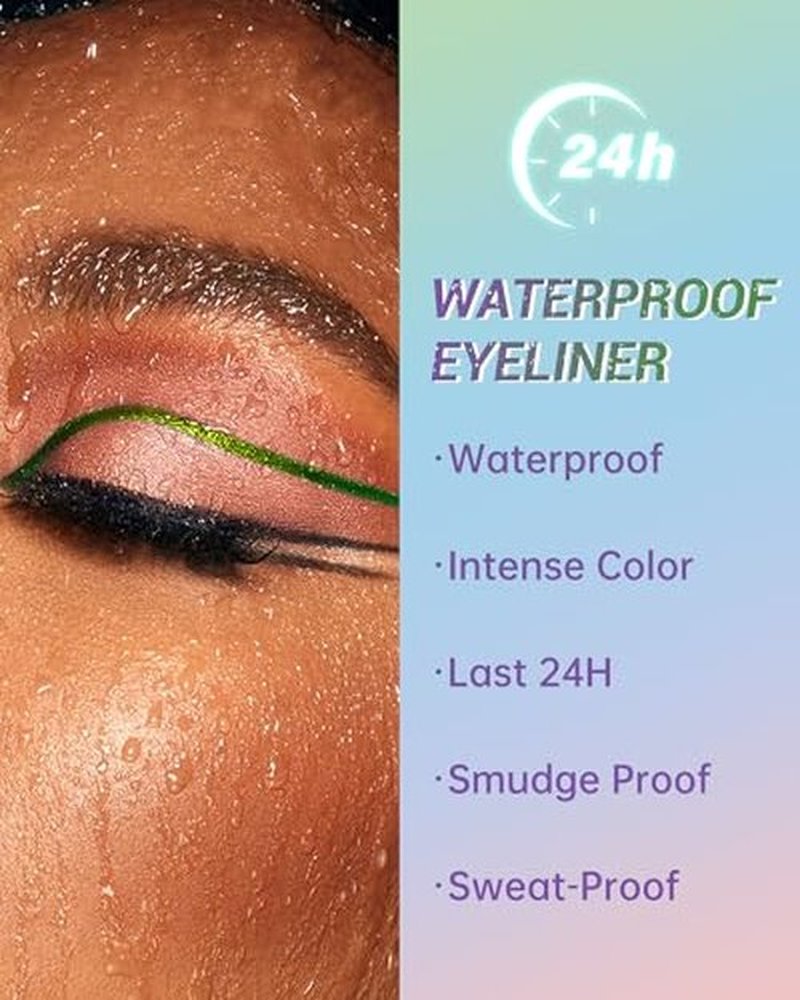 Metallic Multichrome Eyeliner Pencil, Green Glitter Eyeliner Gel Eye Liner Pencils, Waterproof Smudge-proof Longwear, Multi-Use Sharpenable Colored Eyeliner Eyeshadow Makeup Pen, Delineador De Ojos-01