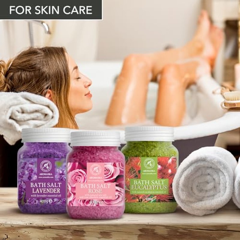 Bath Salts Set 42 Oz - Epsom Salt - Himalayan Pink Salt - Dead Sea Salt - 100% Pure & Natural - Best for Good Sleep - Beauty - Bathing - Body Care - Wellness - Relax - Aromatherapy - Spa