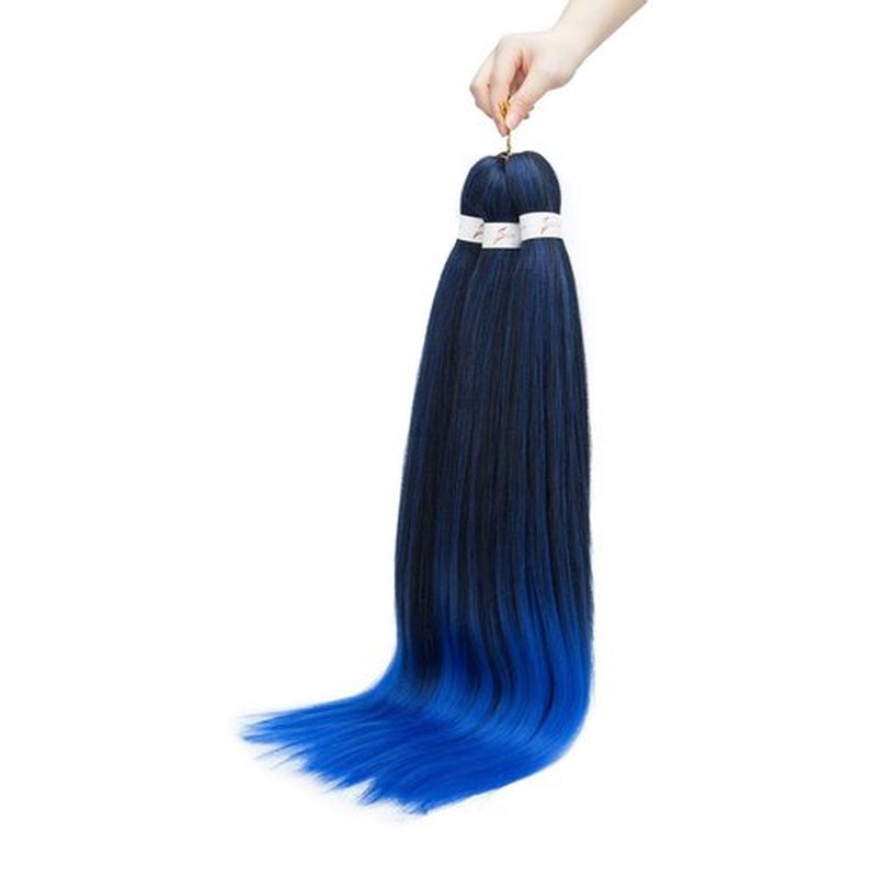 Pre-Stretched Braiding Hair Extensions Hot Water Setting Braiding Hair Easy Braid Crochet Hair Professional Itch Free Synthetic Fiber Soft Yaki Texture Braids hair 26In （4 Bundles,T1B/BLUE)