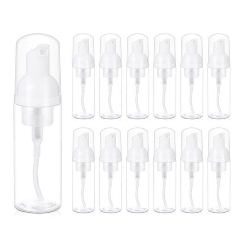 ASEVAT 12 Pcs Empty Foaming Pump Dispenser, 2 oz Transparent FoamSpray Bottle for Hand Soap Shampoo Lash Cleanser Packaging Liquid Cleaning (Clear)