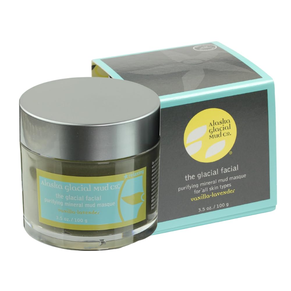 Alaska Glacial Purifying Mineral Mud Mask with Glacial Clay & Botanicals for Sensitive Skin | Detoxifies, Hydrates & Smooths | Anti-Aging Facial Mask – Vanilla & Lavender, 3.5oz
