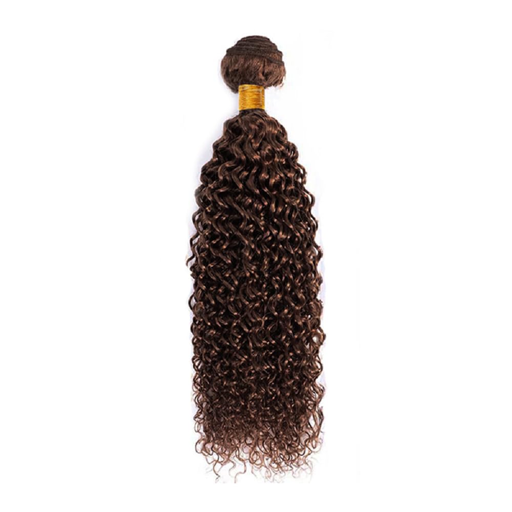 Brown Bundles Color #4 Kinky Curly Human Hair Bundles 24 inch 8A Grade Brazilian Unprocessed Virgin Hair Single Bundle Light Brown Curly Bundles Human Hair Weave for Black Women