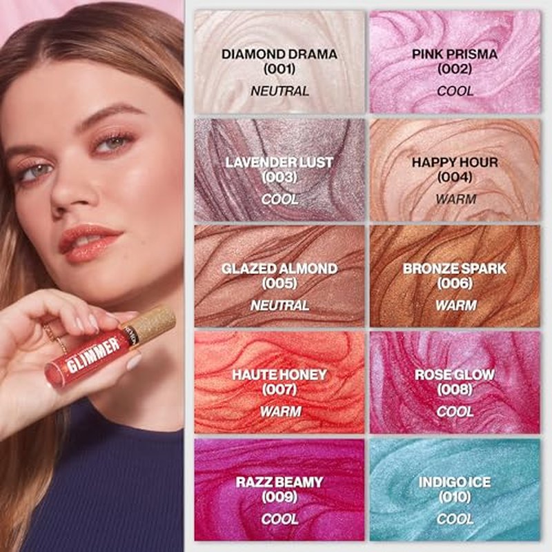 REVLON Super Lustrous Glimmer Gloss, Lip Makeup, Non-Sticky Finish Made with Plant-Based Glitter and Light-Refracting Pearls for High-Impact Shimmer, 005 Glazed Almond, 0.13 fl oz