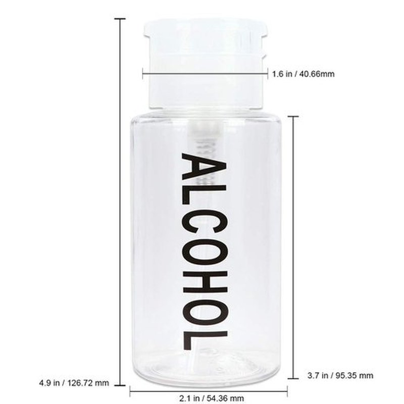 7oz Push Down Pump Dispenser Flip Top Cap Refillable Empty Bottle - Clear with Word Imprint - Lockable Travel Cosmetic Packaging Empty Bottle for Nail Polish Manicure