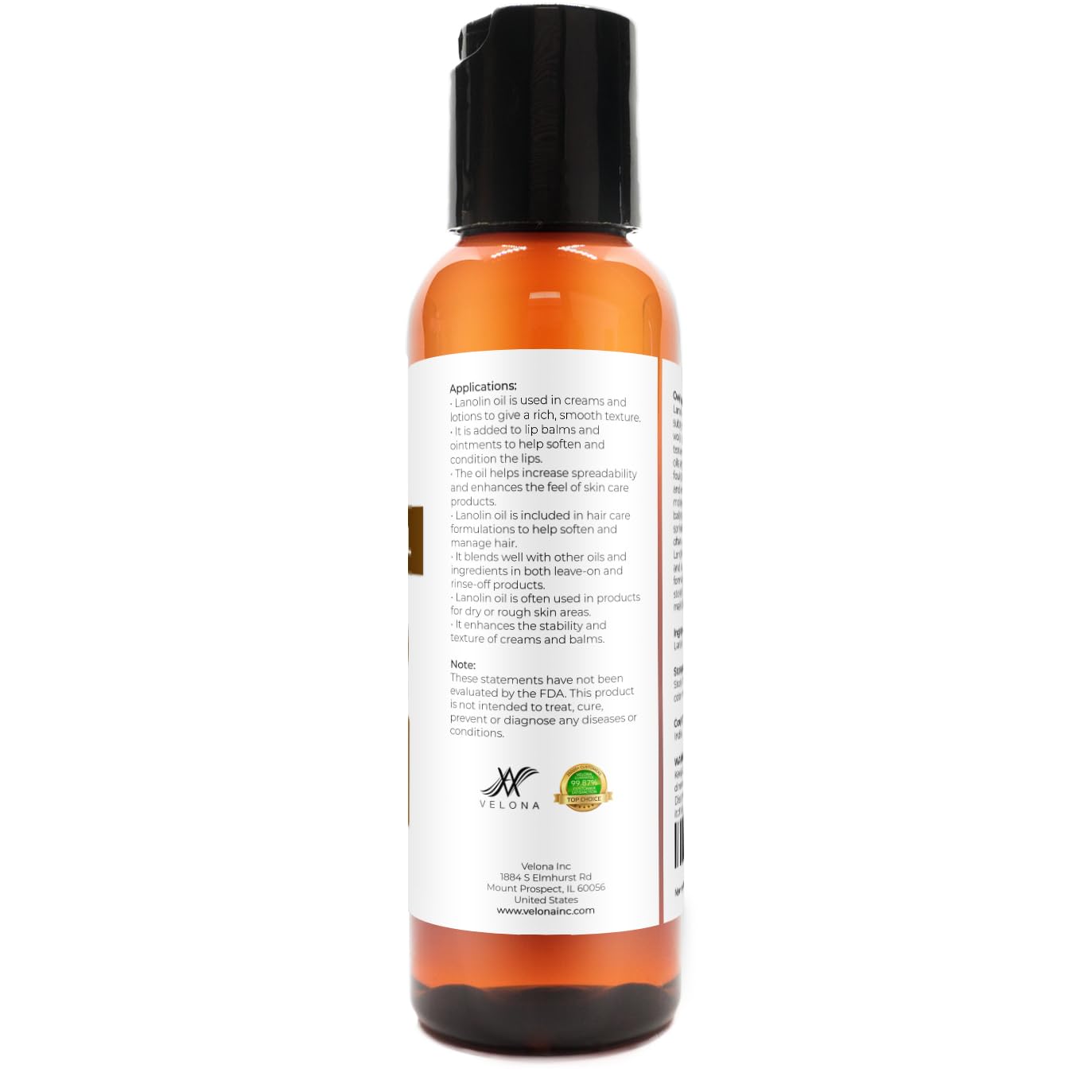 velona Lanolin Oil USP Grade 2 fl oz | 100% Pure and Natural Carrier Oil | Refined, Cold pressed | Skin, Hair, Body & Face Moisturizing | Use Today - Enjoy Results