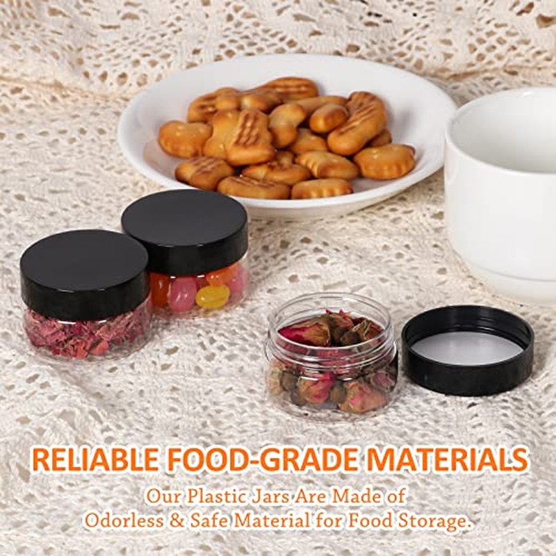 Jaisie.W Plastic Jars with Lids 16 oz 24Pack,Empty Clear Plastic Jars with Lids for Storage, Round Leakproof Containers for Nuts,Cookies,Dried Fruit,Small Snacks(16fl.oz,set of 24)