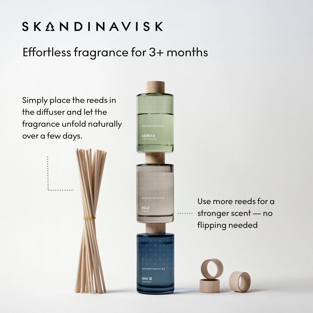 Skandinavisk Skog 'Forest' Scent Diffuser with 8 Reeds. Lasts +3 Months. Fragrance Notes: Pine Needles and Fir Cones, Birch Sap and Lily of The Valley. 6.75 fl. oz.