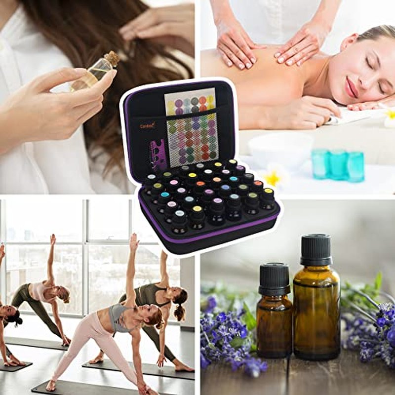 Canboc 30 Bottle Essential Oil Storage Holder Organizer Carrying Case, Essential Oils Box Holds 5ml 10ml 15ml Bottle for Young Living Oils, Essential Oil Travel Bag with Labels & Bottle Opener, Black