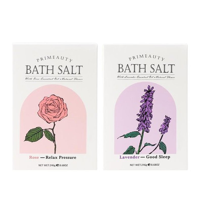 Primeauty 2PCS Ancient Minerals Organic Bath Salts for Women for Men Relaxing Magnesium Soak Dead Sea Salts for Soaking-Rose & Lavender
