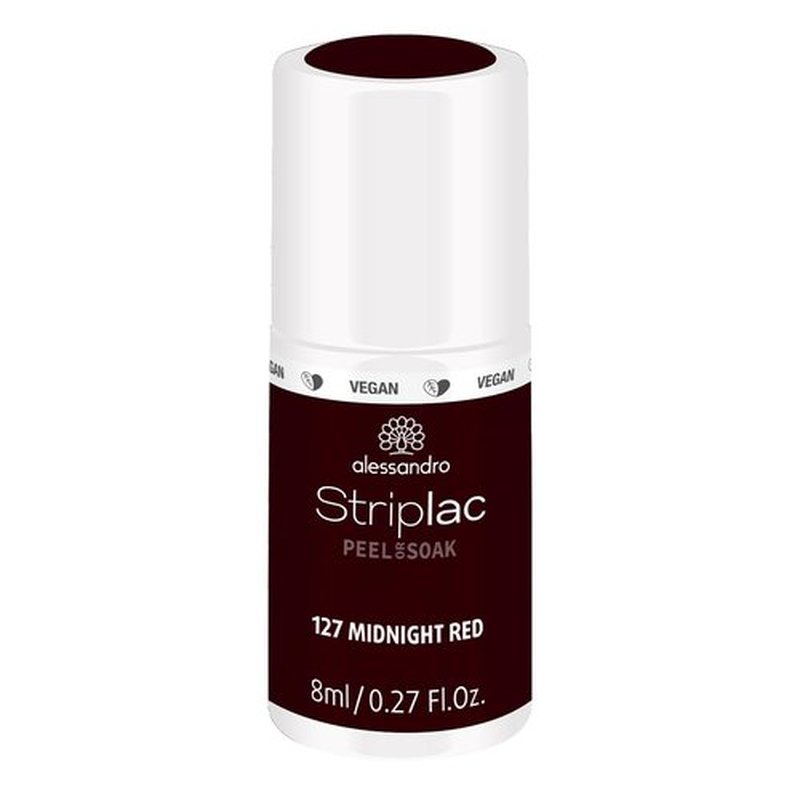 alessandro Striplac Peel or Soak Nail Polish - Long Lasting Wear - Quick Drying Time - Offers a Variety of Colors - Delivers Professional Results - Vegan - Cruelty Free - Midnight Red - 0.27 oz
