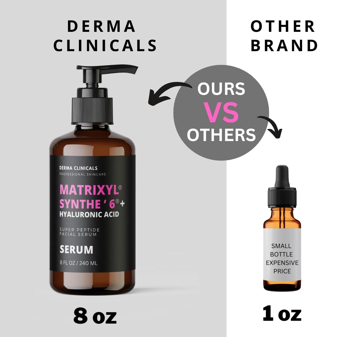 Matrixyl Synthe'6 Serum + Hyaluronic Acid, Anti-Aging, Hydrating facial Serum, Produce Collagen, Anti-Wrinkle, Fine Lines, Firming Serum - 8oz