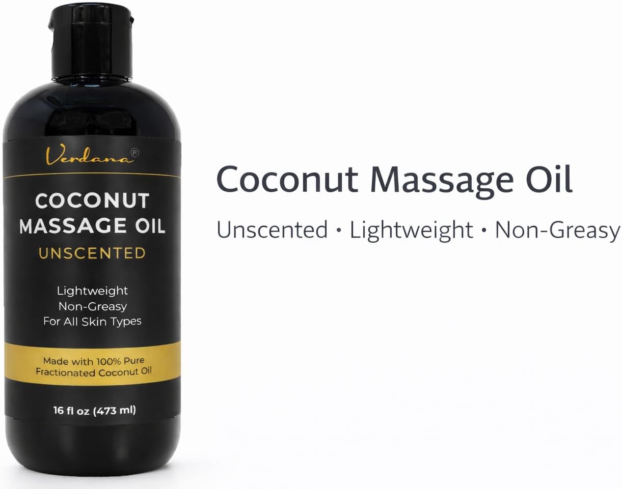 Coconut Massage Oil - Unscented, Lightweight & Non-Greasy for Therapy | 16 fl oz