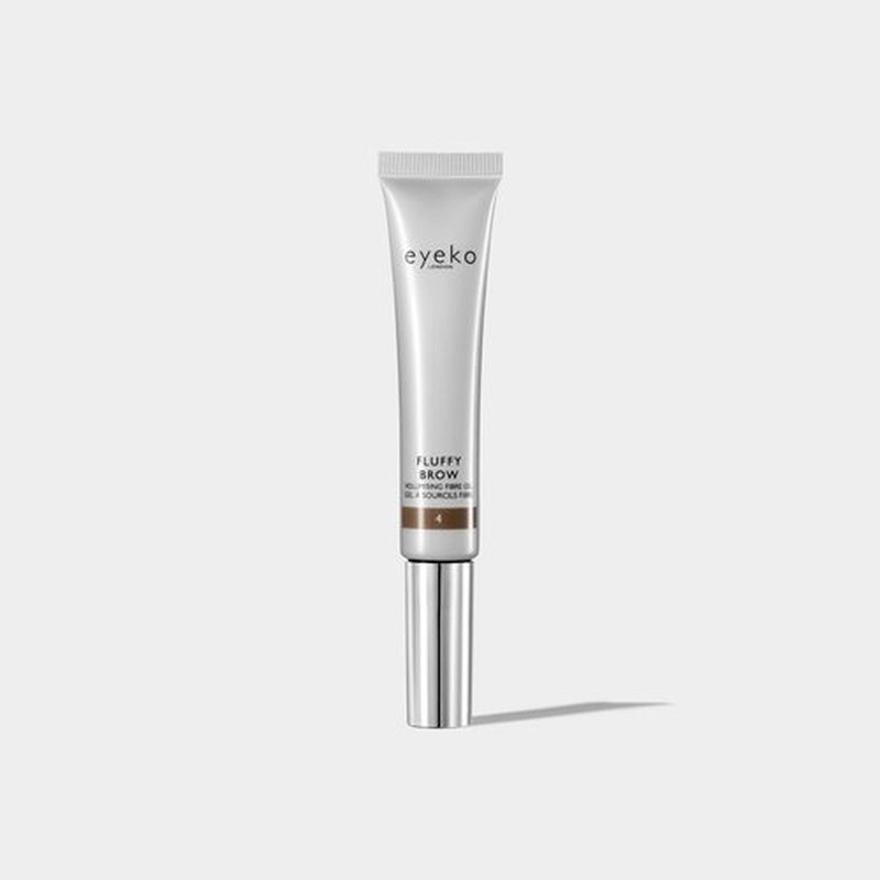 Eyeko Fluffy Brow - Shade 4 Cool Deep Brown - Fiber Enhanced Tinted Brow Gel - Volume & Hold - With Castor Oil and Vitamin E - Vegan 8ml