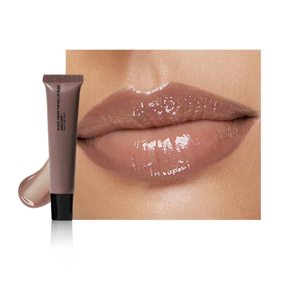 HHLTOH Summer Lip Butter Lip Balm Glow Reviver Lip Gloss, Melting Lip Serum, Ultra-Hydrating Natural Vegan Lip Balm, Sheer-Tinted Shine & Hydration, Soothes & Softens Dry Lips (06# Nude Brown)