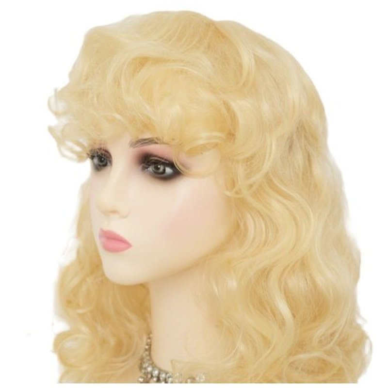 Dai Cloud Womens Blonde Short Curly Wig Shoulder Lenght Anime Wavy Hair Wig with Bangs Highlight Heat Resistant Cosplay Costume Halloween Wig