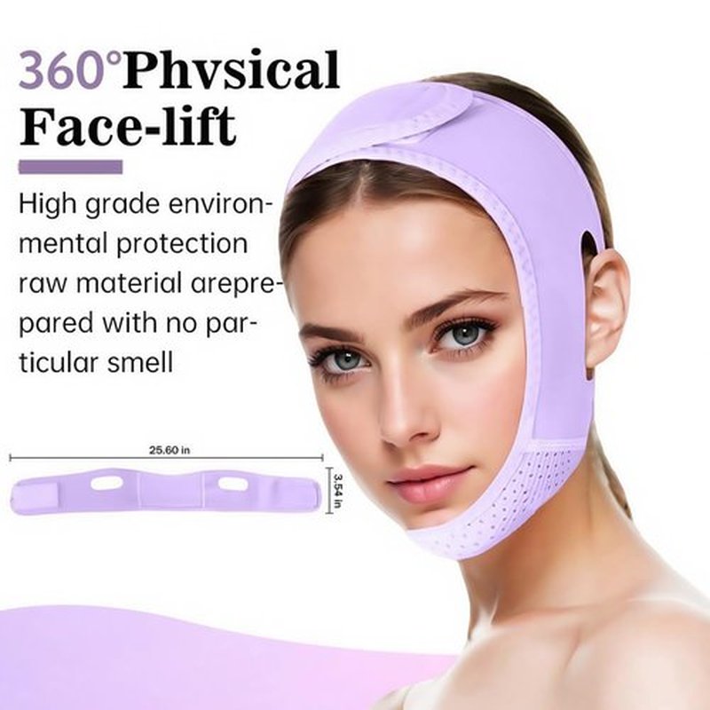 V Line Lifting Mask Chin strap for sleeping, V Line Lifting Mask for Women,Jaw Exerciser，Medium,Purple