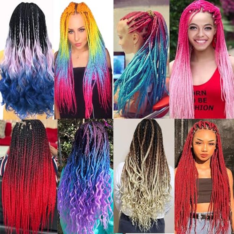 BALINGHAIR Pre Stretched Braiding Hair 28 Inch Braids Hair Grey Ombre Hot Water Setting (C19-3Packs)