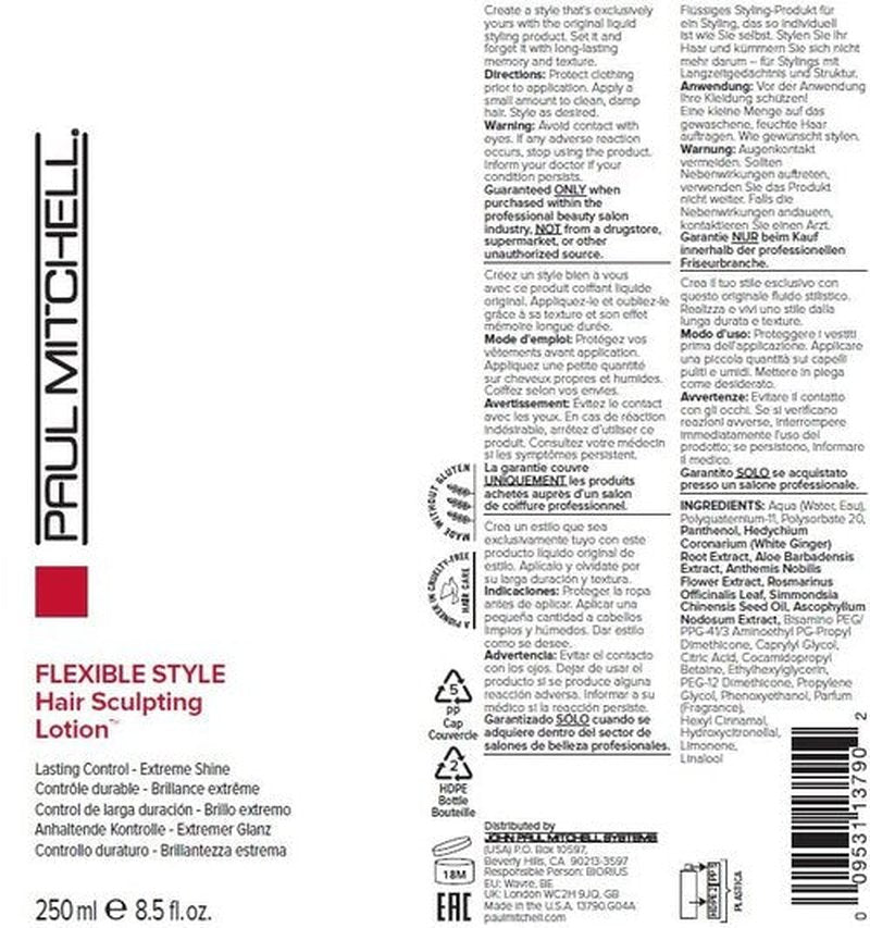 Paul Mitchell Hair Sculpting Lotion, Lasting Control, Extreme Shine, For All Hair Types, 8.5 fl. oz.
