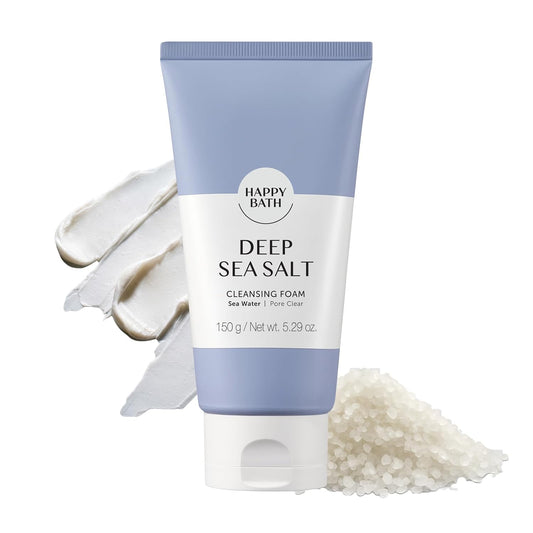 Deep Sea Salt Facial Cleanser - Exfoliating Foaming Wash for Oily Skin | Gentle Daily Formula, 5.29 Fl Oz