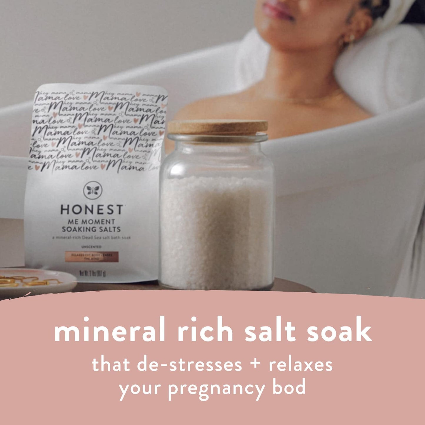 The Honest Company Mama Me Moment Soaking Salts Calming Mineral-rich Dead Sea Salt Soak 2 lbs