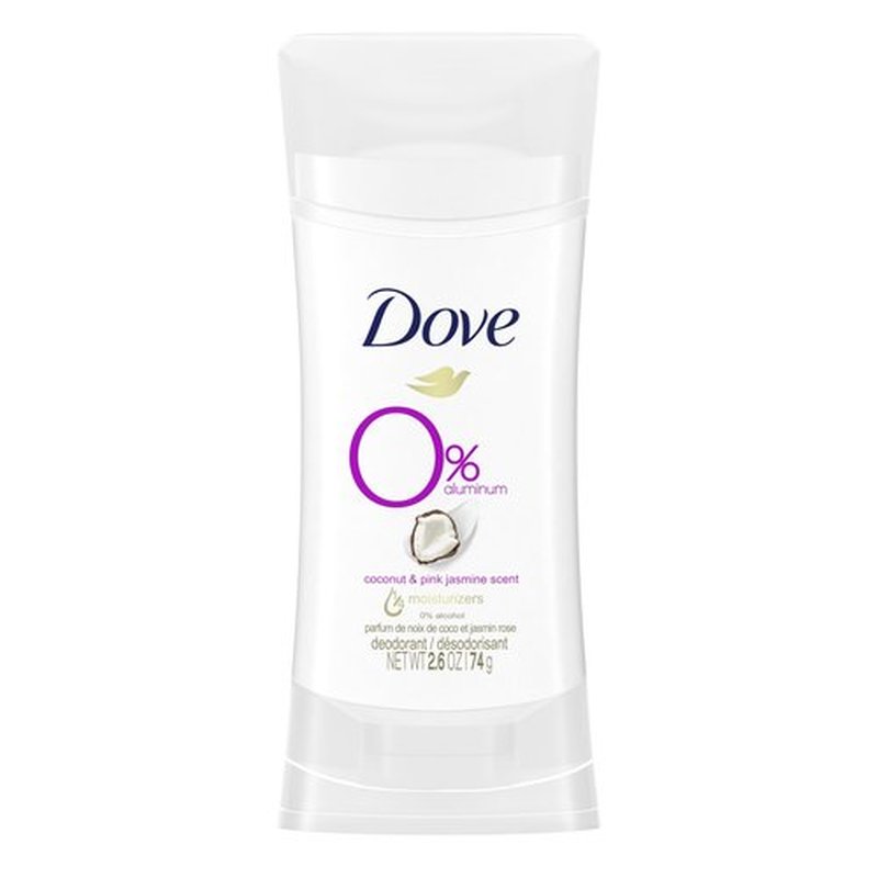 Dove 0% Aluminum Deodorant Stick Non-irritating Deodorant for Underarm Care Coconut and Pink Jasmine Kindest Aluminum Free Deodorant 2.6 oz