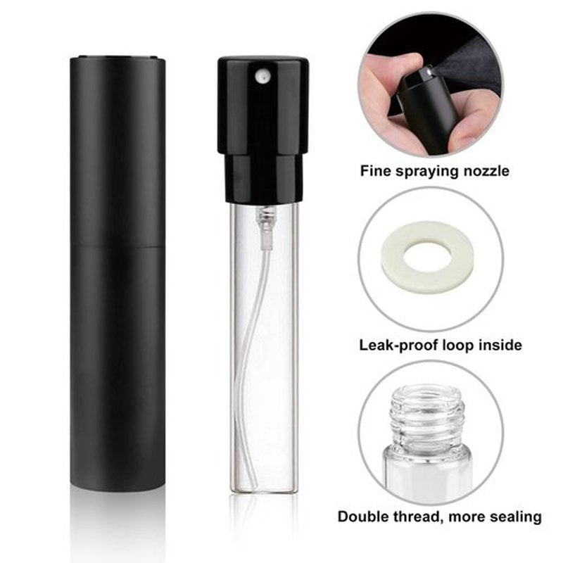 Zingso Refillable Travel Perfume Atomizer Bottles, 2 Pcs 10ml Mini Portable Spray Bottles Refillable Perfume Aftershave Atomizer Empty Travel Bottles with Funnel… (10ml (Black+Dark Purple))