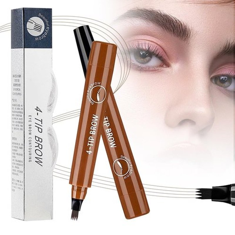 Upgrade Microblading Eyebrow Pen, 3D Waterproof Brow Pencil 2PCS Magic Eyebrow Pencil,Eyebrow Tattoo Pencil with 4 Fork Tip,Contouring Pen Natural Gap Filling Eyebrow Pen (Light Brown/2pcs)