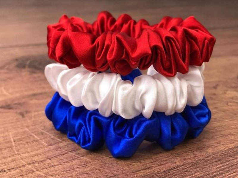 Celestial Silk Mulberry Silk Scrunchies for Hair (Small, Red, White, Blue)
