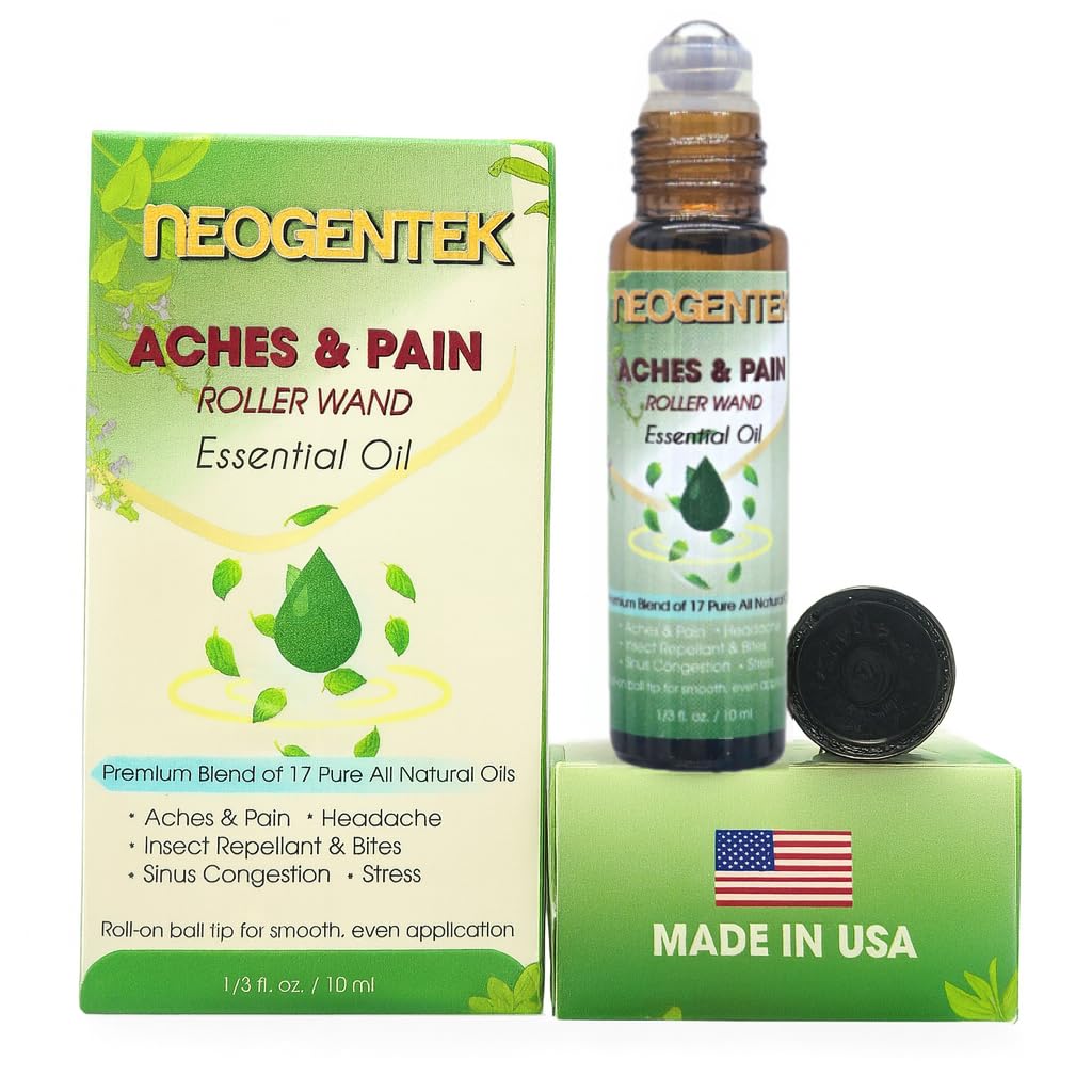 Aches & Pains Essential Oil Blend | Crafted from 17 Pure Botanical Oils | Natural Comfort & Relaxation – Aromatherapy Roll-On for Muscles & Joints, Headache – 10ml (Aches & Pains)