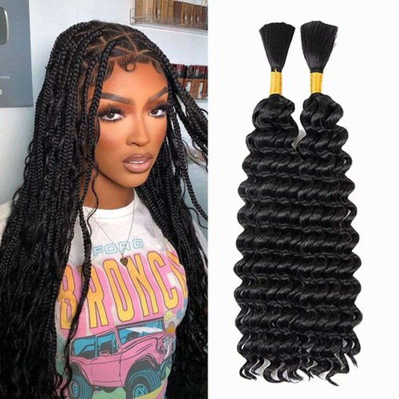 Deep Wave Bulk Hair For Braiding Hair 18 Inch Wet And Wavy No Weft 150g Quality Synthetic Hair Braiding Hair Extensions For Boho Braids Natural Color （1 Pack—2 Bundles)