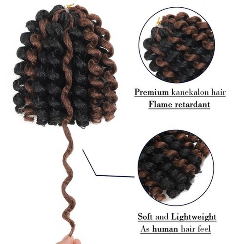 Wand Curl Crochet Braids Hair 8 Inch Jamaican Wand Curl Ombre Crochet Hair Jamaican Bounce Crochet Hair Colored Crochet Braids Ringlet Twist Hair Extension Crochet Hair(5PCS,1BP30)