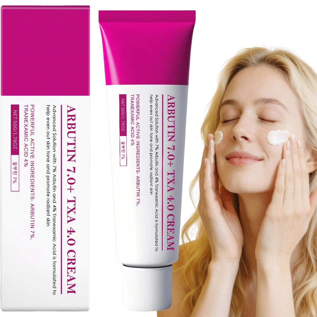 Lanboo Tranexamic Acid Cream, Arbutin 7% + Tranexamic Acid 4% Cream, Face Cream for Dark Spots, Freckle, Blemishes, Pigmentation, Skin Care for Hyperpigmentation Treatment, 1.69fl.oz