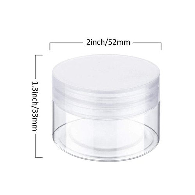 6 Pack Clear Container with Lids Small Plastic Pot Jars Wide Mouth Round Leak Proof Plastic Container Jars with Lid for Travel Storage, Eye Shadow, Nails, Paint, Jewelry (1 oz, Clear)