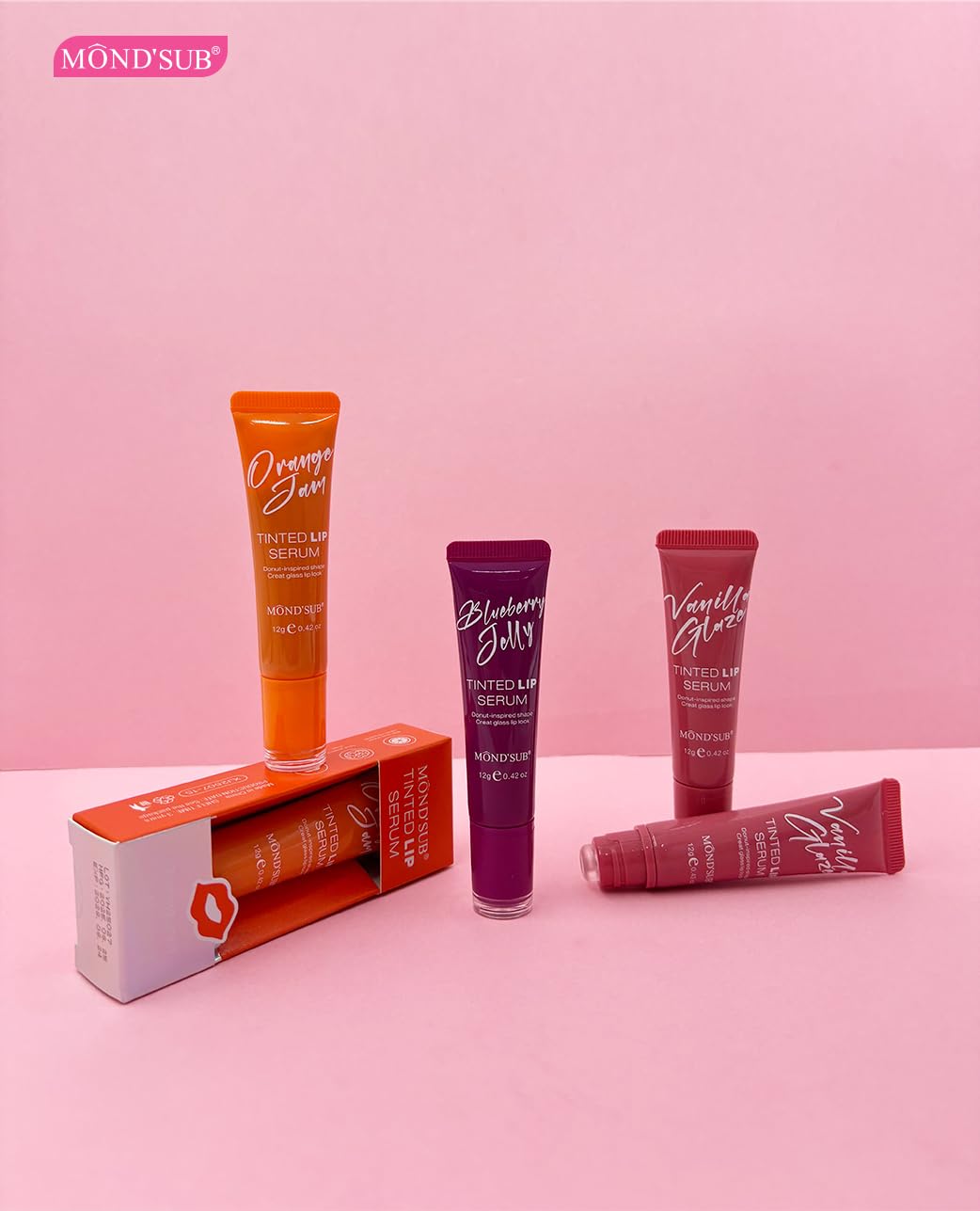 MOND’SUB Tinted Lip Serum Essence: Glass Glow Shine + 16H Hydra-Locking, Featherweight Non-Sticky Color, Transfer-Resistant Plumping Vegan Formula