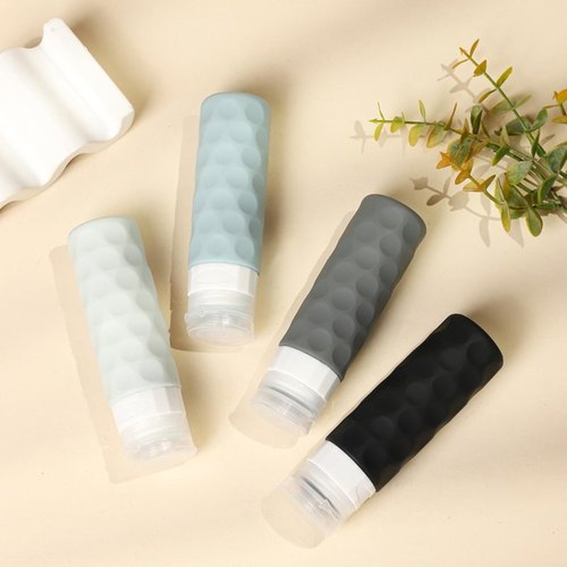Silevoler Travel Bottles for Toiletries, 4pcs Tsa Approved 3oz Travel Size Containers, BPA Free Leak Proof Premium Silicone Travel Bottles, Refillable Liquid Travel Accessories W/Toiletry Bag