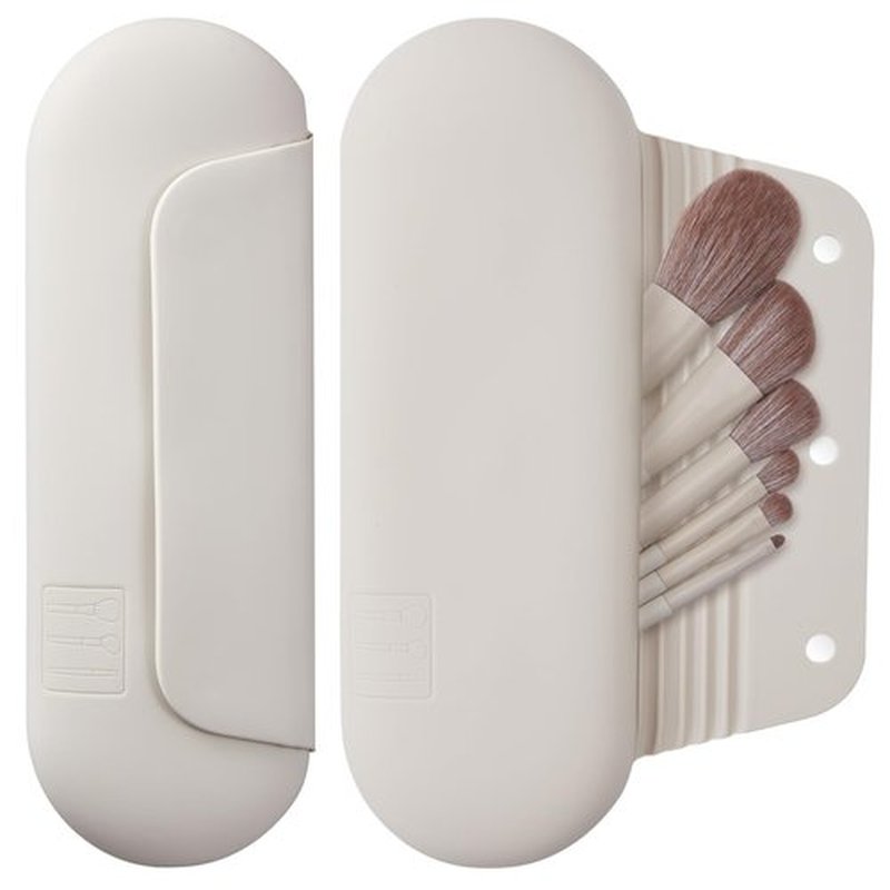 AGIKET Silicone Makeup Brush Holder Travel Cosmetic Bag：Soft Portable Cosmetic Face Brushes Holder with Upgrade Anti-Fall Out Magnetic Closure, Large Travel Makeup Brush Case - Starlight